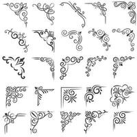 Vector illustration of decorative corner frame set. Set Hand Draw of Corners Different Shapes Flower Decoration Vector Design Doodle Sketch Style For Wedding And Banner