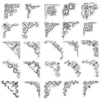 Vector illustration of decorative corner frame set. Set Hand Draw of Corners Different Shapes Flower Decoration Vector Design Doodle Sketch Style For Wedding And Banner