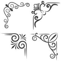 Vector illustration of decorative corner frame set. Set Hand Draw of Corners Different Shapes Flower Decoration Vector Design Doodle Sketch Style For Wedding And Banner