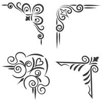 Vector illustration of decorative corner frame set. Set Hand Draw of Corners Different Shapes Flower Decoration Vector Design Doodle Sketch Style For Wedding And Banner