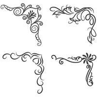 Vector illustration of decorative corner frame set. Set Hand Draw of Corners Different Shapes Flower Decoration Vector Design Doodle Sketch Style For Wedding And Banner