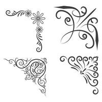 Vector illustration of decorative corner frame set. Set Hand Draw of Corners Different Shapes Flower Decoration Vector Design Doodle Sketch Style For Wedding And Banner