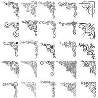 Vector illustration of decorative corner frame set. Set Hand Draw of Corners Different Shapes Flower Decoration Vector Design Doodle Sketch Style For Wedding And Banner