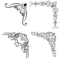 Vector illustration of decorative corner frame set. Set Hand Draw of Corners Different Shapes Flower Decoration Vector Design Doodle Sketch Style For Wedding And Banner