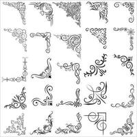 Vector illustration of decorative corner frame set. Set Hand Draw of Corners Different Shapes Flower Decoration Vector Design Doodle Sketch Style For Wedding And Banner