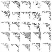 Vector illustration of decorative corner frame set. Set Hand Draw of Corners Different Shapes Flower Decoration Vector Design Doodle Sketch Style For Wedding And Banner