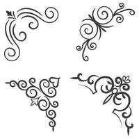 Vector illustration of decorative corner frame set. Set Hand Draw of Corners Different Shapes Flower Decoration Vector Design Doodle Sketch Style For Wedding And Banner