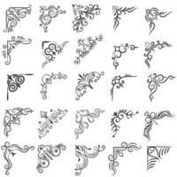 Vector illustration of decorative corner frame set. Set Hand Draw of Corners Different Shapes Flower Decoration Vector Design Doodle Sketch Style For Wedding And Banner