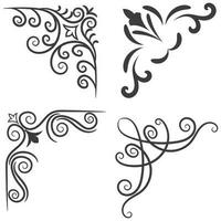 Vector illustration of decorative corner frame set. Set Hand Draw of Corners Different Shapes Flower Decoration Vector Design Doodle Sketch Style For Wedding And Banner