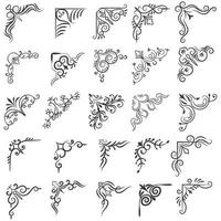 Vector illustration of decorative corner frame set. Set Hand Draw of Corners Different Shapes Flower Decoration Vector Design Doodle Sketch Style For Wedding And Banner