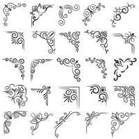 Vector illustration of decorative corner frame set. Set Hand Draw of Corners Different Shapes Flower Decoration Vector Design Doodle Sketch Style For Wedding And Banner