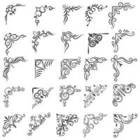 Vector illustration of decorative corner frame set. Set Hand Draw of Corners Different Shapes Flower Decoration Vector Design Doodle Sketch Style For Wedding And Banner