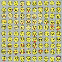 conjunto de emoticonos conjunto de emojis sonrisa iconos, gracioso dibujos animados amarillo emoji y emociones icono recopilación. estado animico y facial emoción iconos llanto, sonrisa, reír, alegre, triste, enojado y contento caras, vector