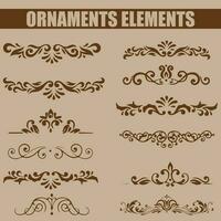 Ornaments elements floral retro corners frames borders stickers art deco design Vector file