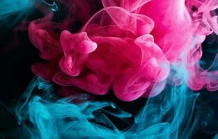 Beautiful blue and pink colorful smoke underwater. Abstract premium background illustration design. photo