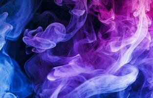 Purple and blue smoked smooth background. Abstract violet fog in black color for backdrop and banner illustration. photo