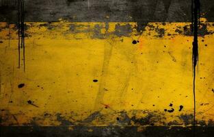 Black and yellow grunge background. Abstract texture rough illustration design. photo