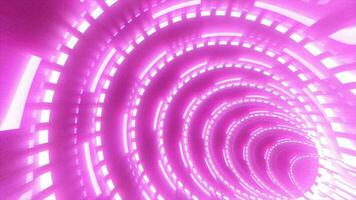 resumen futurista púrpura de alta tecnología túnel desde energía círculos y magia líneas antecedentes video