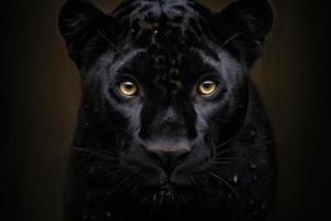 Front view of Panther on dark background. Generative AI photo