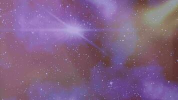 Light flare motion to right in purple starry background. 2D computer rendering pattern video