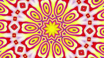 Rotation of colorful floral shape pattern kaleidoscope. 2D computer rendering motion graphic video