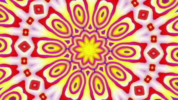 Rotation of colorful floral shape pattern kaleidoscope. 2D computer rendering motion graphic video