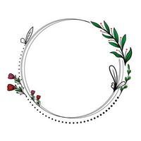 Minimalistic geometric floral empty frames. Calligraphic round or square shapes with branches and flowers. Elegant herbs or blossoms. Vector botanical outline borders