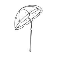 Beach umbrella in hand drawn doodle style. Vector illustration isolated on white. Coloring page.