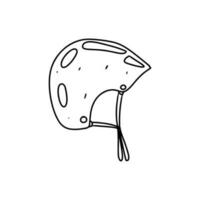 Helmet in hand drawn doodle style. Vector illustration isolated on white. Coloring page.