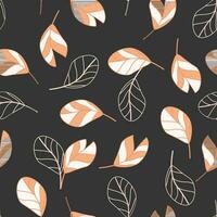 Vector seamless pattern with leaf hand drawn design for fabric textile wall