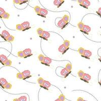 Vector kawaii cute butterfly cartoon seamless pattern in pastel colour