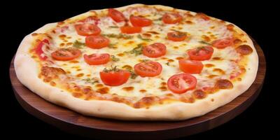 un Pizza con Tomates y aceitunas ai generado foto