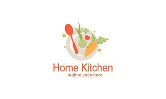 hogar cocina logo con maceta lleno de sano vegetales y vitaminas logo vector