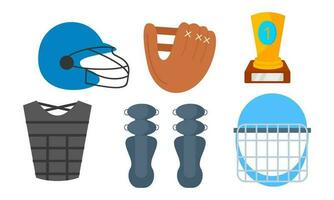 Element of baseball catchers sportswear and batters baseball for competition logo vector