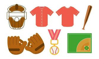 Element of baseball catchers sportswear and batters baseball for competition logo vector