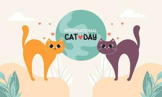 Flat international cat day background vector