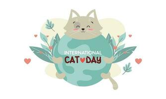 Flat international cat day background vector