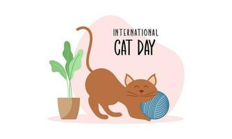 Flat international cat day background vector