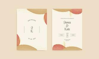 wedding invitation card with watercolor and gold leaves vector