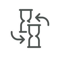 Sand watch related icon outline and linear vector. vector