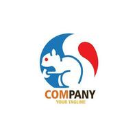 design logo squirrel blue and red color vector illustration