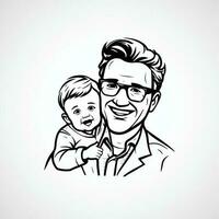 Father's day background with dad and son vector