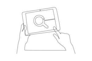 Continuous one line drawing Recruitment Process concept. Single line draw design vector graphic illustration.