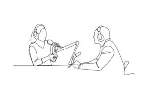 Single one line drawing podcast concept. Continuous line draw design graphic vector illustration.