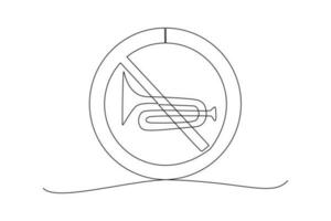 Continuous one line drawing Do not be noisy concept. Single line draw design vector graphic illustration.