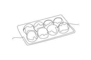 Continuous one line drawing Japanese food concept. Single line draw design vector graphic illustration.
