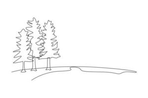 Single one line drawing Forest concept. Continuous line draw design graphic vector illustration.