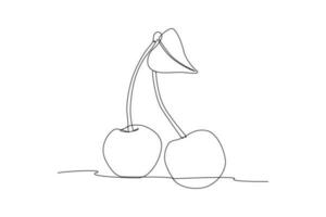 Single one line drawing fruits concept. Continuous line draw design graphic vector illustration.