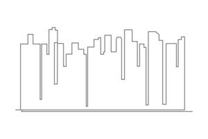 Single one line drawing Modern City Skyline. City concept. Continuous line draw design graphic vector illustration.