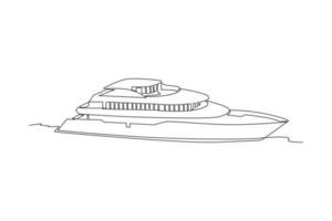 Continuous one line drawing Ocean travel transportation concept. Single line draw design vector graphic illustration.